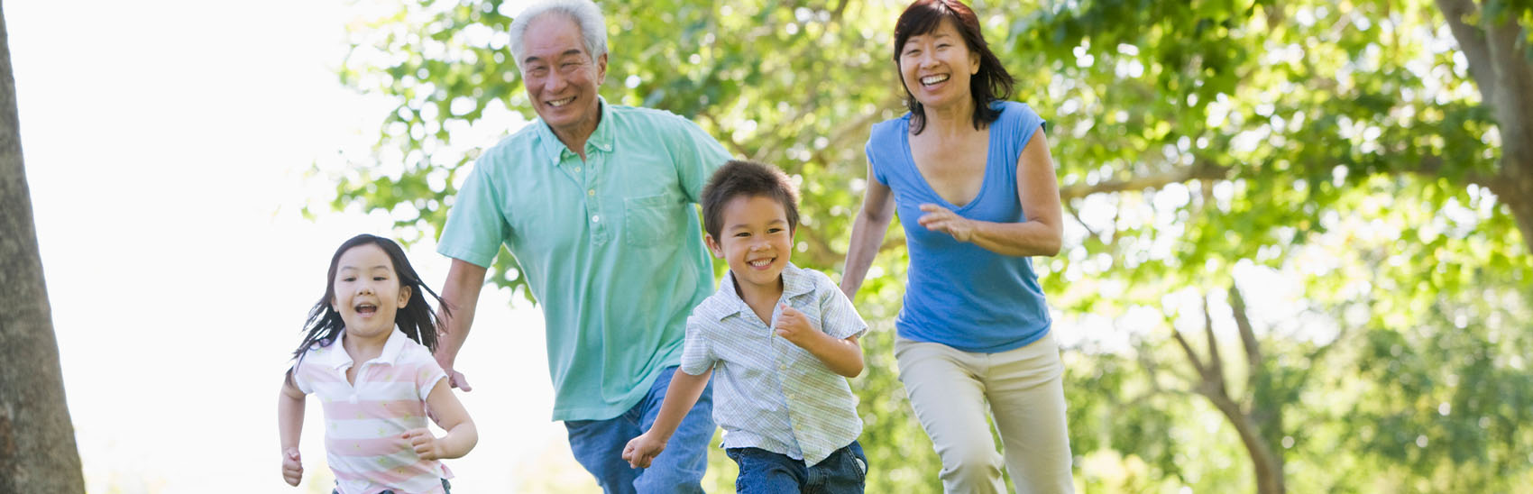 A family running with excitement due to relief from pain.